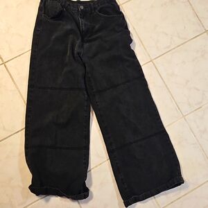 Black wide leg cotton denim jean